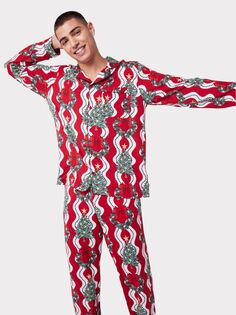 Пижамный комплект с принтом венка Chelsea Peers, красный/мульти