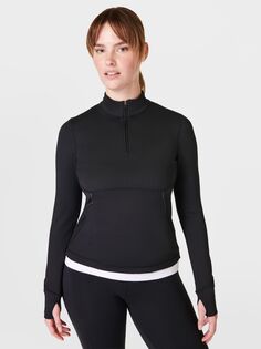 Беговая футболка Therma Boost с молнией до половины Sweaty Betty, черный