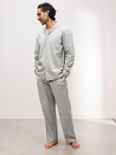 Пижамный комплект с длинными рукавами из льняной смеси органического хлопка John Lewis, серый