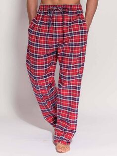 Пижамные брюки из хлопка с начесом в клетку тартан British Boxers, мягкий красный