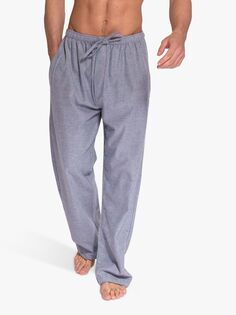 Хлопковые пижамные брюки с узором елочка British Boxers, пепельно-серый