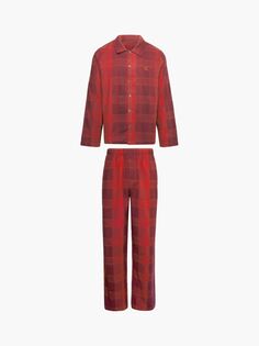 Пижамный комплект в клетку из чистой фланели Calvin Klein, красный