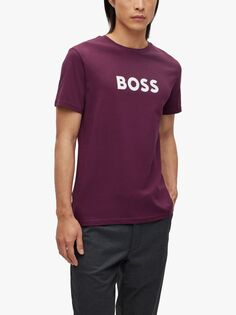 Хлопковый топ для отдыха BOSS HUGO BOSS, темно фиолетовый