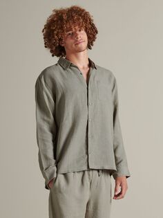Пижамный комплект из льняной рубашки Bedfolk, мох