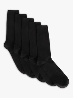 Простые носки с высоким содержанием хлопка John Lewis ANYDAY, черный