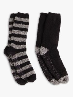 Супермягкие носки-тапочки totes, черный/серый