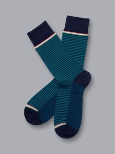 Носки в полоску и с цветовыми блоками Charles Tyrwhitt, бирюзово-зеленый/темно-синий