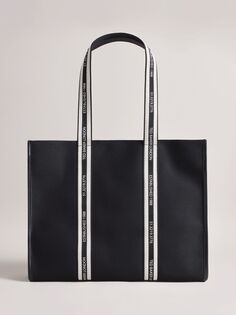 Холщовая большая сумка с лямками и логотипом Georjey Ted Baker, черный