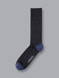 Хлопковые носки в рубчик синего цвета индиго Charles Tyrwhitt, черный