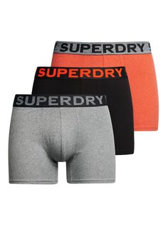 Боксеры из смеси органического хлопка Superdry, черный/оранжевый/серый мергель