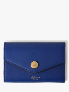 Классический складной кошелек из зернистой кожи с несколькими картами Mulberry, пигмент синий