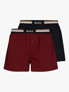 Хлопковые боксеры BOSS из поплина HUGO BOSS, красный/черный