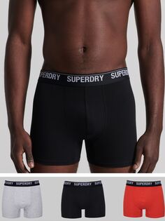 Трусы из смеси органического хлопка Superdry, черный/оранжевый/светло-серый