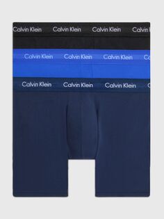 Трусики-боксеры из хлопка стрейч Calvin Klein, черная/синяя тень/кобальтовая вода