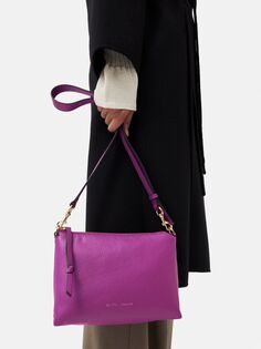 Кожаная сумка через плечо Ava Pebble Jigsaw, розовая орхидея