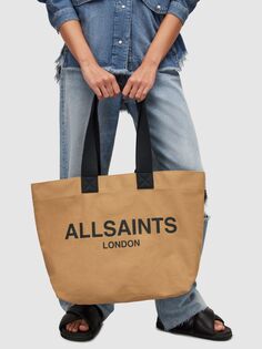 Холщовая большая сумка Ali AllSaints, палисейд тан/черный