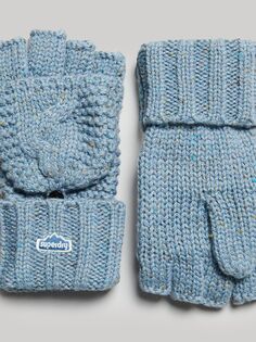 Вязаные перчатки Superdry, мягкий синий твид