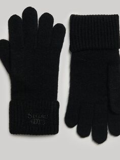 Ребристые вязаные перчатки Superdry, черный