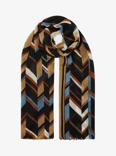 Шерстяной шарф с зиггой Unmade Copenhagen, печать черный/коричневый
