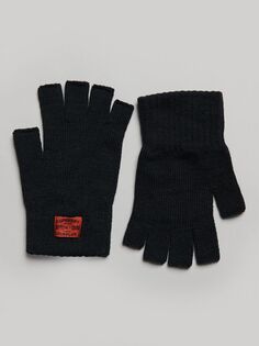 Вязаные перчатки без пальцев для спецодежды Superdry, черный