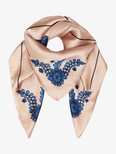 Атласный шарф Malie с цветочным принтом Unmade Copenhagen, бежевый/синий