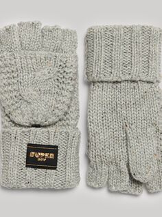Вязаные перчатки Superdry, ледяной серый пятнышек