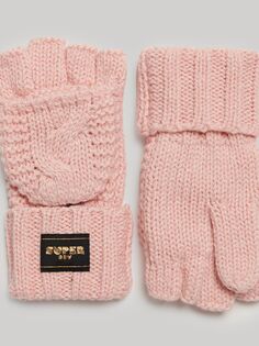 Вязаные перчатки Superdry, розовое пятнышко