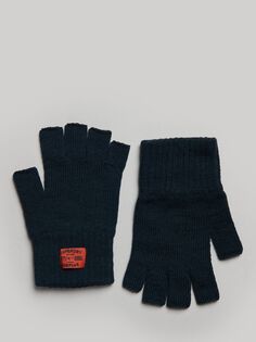 Вязаные перчатки без пальцев для спецодежды Superdry, затмение темно-синий