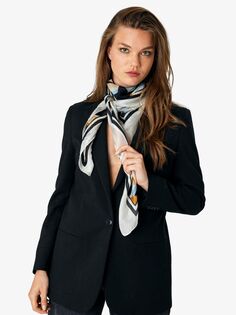 Шелковый шарф с зиггой Unmade Copenhagen, черно-коричневый