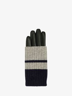 Кожаные перчатки с полосками лавады Unmade Copenhagen, арт-синий/серый