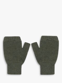 Перчатки без пальцев из овечьей шерсти со стежкой Moss Stitch Celtic &amp; Co., темно-оливковый