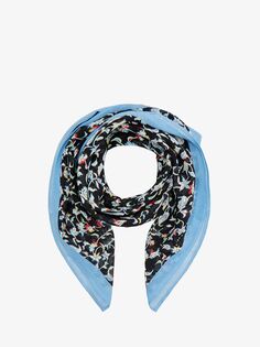 Шелковый квадратный шарф с цветочным принтом и лозой Brora, мульти