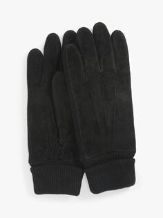 Замшевые вязаные перчатки John Lewis, черный