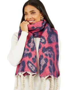 Мягкий шарф с животным принтом Yumi, розовый/мульти