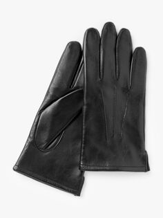 Флисовые кожаные перчатки John Lewis, черный