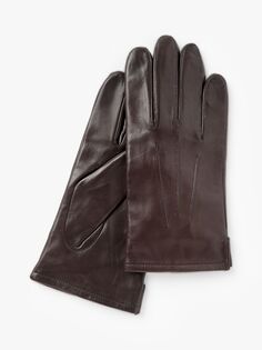 Флисовые кожаные перчатки John Lewis, коричневый