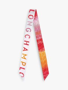 Шелковый узкий шарф с градиентным принтом Longchamp, клубника/мульти