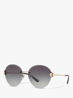 BV6091B Круглые солнцезащитные очки BVLGARI, розовое золото/серый градиент