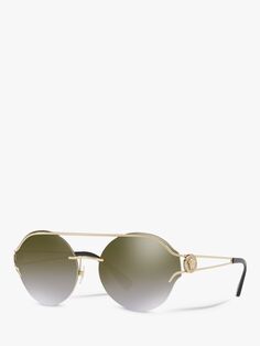 VE2184 Женские круглые солнцезащитные очки Versace, золото/зеркальное золото