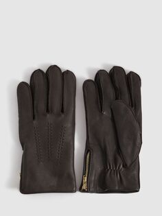 Кожаные перчатки Айовы Reiss, шоколад