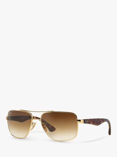 RB3484 Мужские квадратные солнцезащитные очки Ray-Ban, ариста голд/коричневый