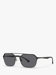 EA2119 Мужские прямоугольные поляризованные солнцезащитные очки Emporio Armani, матовый/блестящий черный