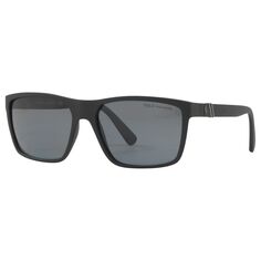 Мужские поляризованные прямоугольные солнцезащитные очки Polo PH4133 Ralph Lauren, черный/серый