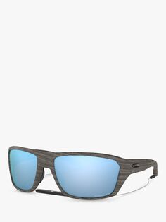OO9416 Мужские поляризованные прямоугольные солнцезащитные очки Split Shot Prizm Oakley, коричневая полоска/сапфир