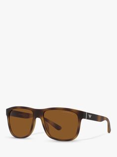 EA4182U Мужские квадратные солнцезащитные очки Emporio Armani, матовый гавана/коричневый