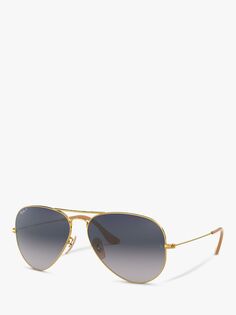 RB3025 Оригинальные мужские поляризованные солнцезащитные очки-авиаторы Ray-Ban, золотой/синий градиент