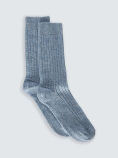 Носки из шерстяной и шелковой ткани в рубчик John Lewis, синий