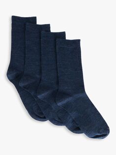 Носки из смеси мериносовой шерсти до щиколотки John Lewis, темно-синий меланж