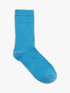 Носки из смеси мериносовой шерсти до щиколотки John Lewis, светло-синий
