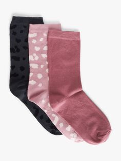 Носки до щиколотки из органического хлопка с леопардовым принтом John Lewis, розовый/мульти
